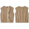 MEROKEETY Women’s Sleeveless Sherpa Lined Vest 2026 Oversized Outerwear with Pockets(Khaki)