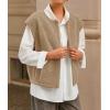 MEROKEETY Women’s Sleeveless Sherpa Lined Vest 2026 Oversized Outerwear with Pockets(Khaki)