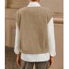 MEROKEETY Women’s Sleeveless Sherpa Lined Vest 2026 Oversized Outerwear with Pockets(Khaki)