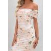 MEROKEETY Women’s Spring Off Shoulder Floral Maxi Dress 2026 Summer Formal Beach Wedding Guest Cocktail Bodycon Dresses(Beige)