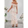 MEROKEETY Women’s Spring Off Shoulder Floral Maxi Dress 2026 Summer Formal Beach Wedding Guest Cocktail Bodycon Dresses(Beige)