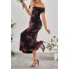 MEROKEETY Women’s Spring Off Shoulder Floral Maxi Dress 2026 Summer Formal Beach Wedding Guest Cocktail Bodycon Dresses(Black)