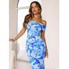 MEROKEETY Women’s Spring Off Shoulder Floral Maxi Dress 2026 Summer Formal Beach Wedding Guest Cocktail Bodycon Dresses(Blue)