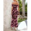MEROKEETY Women’s Spring Off Shoulder Floral Maxi Dress 2026 Summer Formal Beach Wedding Guest Cocktail Bodycon Dresses(Coffee)