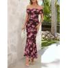 MEROKEETY Women’s Spring Off Shoulder Floral Maxi Dress 2026 Summer Formal Beach Wedding Guest Cocktail Bodycon Dresses(Coffee)