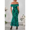 MEROKEETY Women’s Spring Off Shoulder Floral Maxi Dress 2026 Summer Formal Beach Wedding Guest Cocktail Bodycon Dresses(Green)