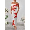 MEROKEETY Women’s Spring Off Shoulder Floral Maxi Dress 2026 Summer Formal Beach Wedding Guest Cocktail Bodycon Dresses(Red)