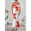 MEROKEETY Women’s Spring Off Shoulder Floral Maxi Dress 2026 Summer Formal Beach Wedding Guest Cocktail Bodycon Dresses(Red)
