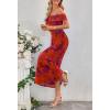 MEROKEETY Women’s Spring Off Shoulder Floral Maxi Dress 2026 Summer Formal Beach Wedding Guest Cocktail Bodycon Dresses(Rustred)