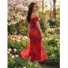 MEROKEETY Women’s Spring Off Shoulder Floral Maxi Dress 2026 Summer Formal Beach Wedding Guest Cocktail Bodycon Dresses(Rustred)