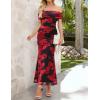MEROKEETY Women’s Spring Off Shoulder Floral Maxi Dress 2026 Summer Formal Beach Wedding Guest Cocktail Bodycon Dresses(Wine)