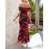 MEROKEETY Women’s Spring Off Shoulder Floral Maxi Dress 2026 Summer Formal Beach Wedding Guest Cocktail Bodycon Dresses(Wine)