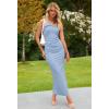 MEROKEETY Women’s Strapless Bodycon Maxi Dress Sleeveless Backless Wedding Guest Cocktail Party Tube Dresses(Dusty Blue)
