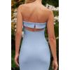 MEROKEETY Women’s Strapless Bodycon Maxi Dress Sleeveless Backless Wedding Guest Cocktail Party Tube Dresses(Dusty Blue)