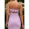 MEROKEETY Women’s Strapless Bodycon Maxi Dress Sleeveless Backless Wedding Guest Cocktail Party Tube Dresses(Lilac)