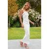 MEROKEETY Women’s Strapless Bodycon Maxi Dress Sleeveless Backless Wedding Guest Cocktail Party Tube Dresses(White)