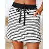 MEROKEETY Women’s Striped 2 Piece Outfits Casual Skirt Set Workout Short Sleeve Polo Shirt Skort Matching Lounge Sets(Black)