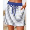 MEROKEETY Women’s Striped 2 Piece Outfits Casual Skirt Set Workout Short Sleeve Polo Shirt Skort Matching Lounge Sets(Blue)