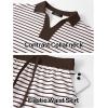 MEROKEETY Women’s Striped 2 Piece Outfits Casual Skirt Set Workout Short Sleeve Polo Shirt Skort Matching Lounge Sets(Brown)
