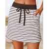 MEROKEETY Women’s Striped 2 Piece Outfits Casual Skirt Set Workout Short Sleeve Polo Shirt Skort Matching Lounge Sets(Brown)