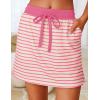 MEROKEETY Women’s Striped 2 Piece Outfits Casual Skirt Set Workout Short Sleeve Polo Shirt Skort Matching Lounge Sets(Pink)
