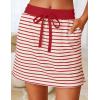 MEROKEETY Women’s Striped 2 Piece Outfits Casual Skirt Set Workout Short Sleeve Polo Shirt Skort Matching Lounge Sets(Red)