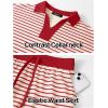 MEROKEETY Women’s Striped 2 Piece Outfits Casual Skirt Set Workout Short Sleeve Polo Shirt Skort Matching Lounge Sets(Red)