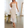 MEROKEETY Women’s Summer Bodycon Spaghetti Strap Dress Square Neck Lace Wedding Guest Cocktail Maxi Dresses(Apricot)