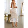 MEROKEETY Women’s Summer Bodycon Spaghetti Strap Dress Square Neck Lace Wedding Guest Cocktail Maxi Dresses(Apricot)