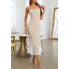MEROKEETY Women’s Summer Bodycon Spaghetti Strap Dress Square Neck Lace Wedding Guest Cocktail Maxi Dresses(Apricot)