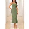 MEROKEETY Women’s Summer Bodycon Spaghetti Strap Dress Square Neck Lace Wedding Guest Cocktail Maxi Dresses(Green)