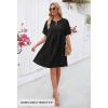MEROKEETY Women’s Summer Casual Shift Dresses Beach Vacation Short Sleeve V Neck Spring Mini Dress(Black)