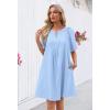 MEROKEETY Women’s Summer Casual Shift Dresses Beach Vacation Short Sleeve V Neck Spring Mini Dress(Blue)