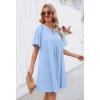 MEROKEETY Women’s Summer Casual Shift Dresses Beach Vacation Short Sleeve V Neck Spring Mini Dress(Blue)