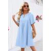 MEROKEETY Women’s Summer Casual Shift Dresses Beach Vacation Short Sleeve V Neck Spring Mini Dress(Blue)