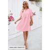 MEROKEETY Women’s Summer Casual Shift Dresses Beach Vacation Short Sleeve V Neck Spring Mini Dress(Lightpink)