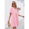 MEROKEETY Women’s Summer Casual Shift Dresses Beach Vacation Short Sleeve V Neck Spring Mini Dress(Lightpink)