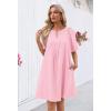 MEROKEETY Women’s Summer Casual Shift Dresses Beach Vacation Short Sleeve V Neck Spring Mini Dress(Lightpink)
