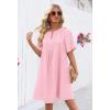 MEROKEETY Women’s Summer Casual Shift Dresses Beach Vacation Short Sleeve V Neck Spring Mini Dress(Lightpink)