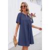 MEROKEETY Women’s Summer Casual Shift Dresses Beach Vacation Short Sleeve V Neck Spring Mini Dress(Navy)