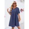 MEROKEETY Women’s Summer Casual Shift Dresses Beach Vacation Short Sleeve V Neck Spring Mini Dress(Navy)
