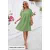 MEROKEETY Women’s Summer Casual Shift Dresses Beach Vacation Short Sleeve V Neck Spring Mini Dress(Olive)