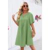 MEROKEETY Women’s Summer Casual Shift Dresses Beach Vacation Short Sleeve V Neck Spring Mini Dress(Olive)