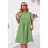 MEROKEETY Women’s Summer Casual Shift Dresses Beach Vacation Short Sleeve V Neck Spring Mini Dress(Olive)