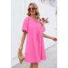 MEROKEETY Women’s Summer Casual Shift Dresses Beach Vacation Short Sleeve V Neck Spring Mini Dress(Rose)