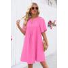 MEROKEETY Women’s Summer Casual Shift Dresses Beach Vacation Short Sleeve V Neck Spring Mini Dress(Rose)