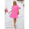 MEROKEETY Women’s Summer Casual Shift Dresses Beach Vacation Short Sleeve V Neck Spring Mini Dress(Rose)