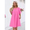 MEROKEETY Women’s Summer Casual Shift Dresses Beach Vacation Short Sleeve V Neck Spring Mini Dress(Rose)