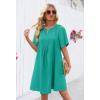 MEROKEETY Women’s Summer Casual Shift Dresses Beach Vacation Short Sleeve V Neck Spring Mini Dress(Turquoise)