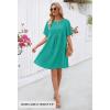 MEROKEETY Women’s Summer Casual Shift Dresses Beach Vacation Short Sleeve V Neck Spring Mini Dress(Turquoise)